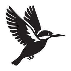 Calm Hunter Kingfisher silhouette – Kingfisher illustration – Minimalist Kingfisher vector – Bird silhouette

