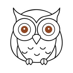Cute outline drawing of an owl with big eyes in a playful style, ideal for children's illustrations