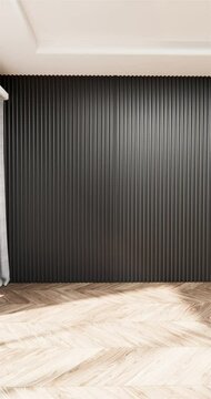 white room and black panels wall background and decor living room 3D illustration rendering