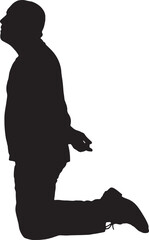  vector silhouette,man on kness looking away
