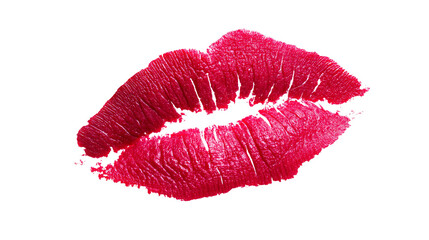 Kiss mark in vibrant red hue on a transparent background