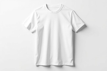Clean, crisp white t-shirt isolated on white background Perfect for apparel mockups and design presentations , simple, white t-shirt