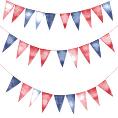Obraz premium Watercolor bunting flags party decoration vector festive design on transparent background