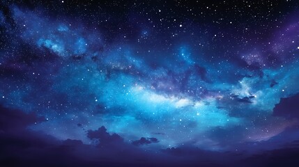 Fototapeta premium Starry night sky, vibrant colors, cosmic clouds