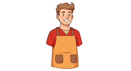 Isolated Cartoon Man Wearing Apron