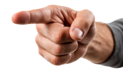 Hand pointing to the right with a transparent background