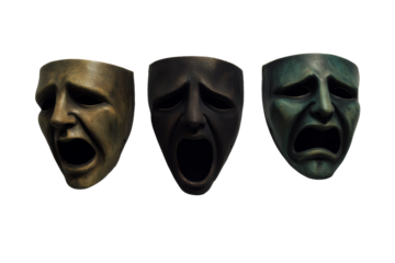 Screaming faces wall art with a transparent background
