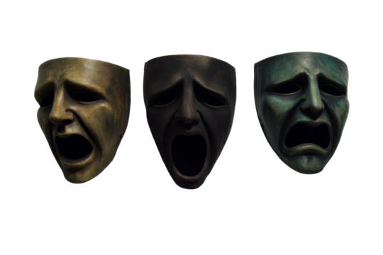Screaming faces wall art with a transparent background