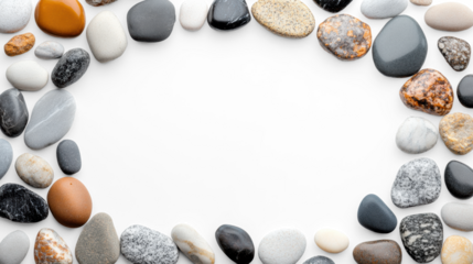 Circle of Colorful Stones on Transparent Background