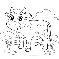 coloring gartoon cute animal by JN - cow