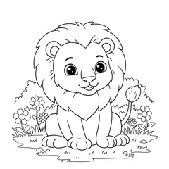 coloring gartoon cute animal by JN - lion