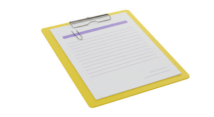 Isolated Clipboard with Blank Paper