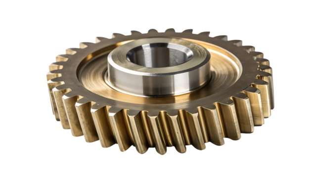 glossy metallic gear high polish metallic gear with golden edges and precise teeth symbolizing power engineering isolated on a transparent background 11539084 1
