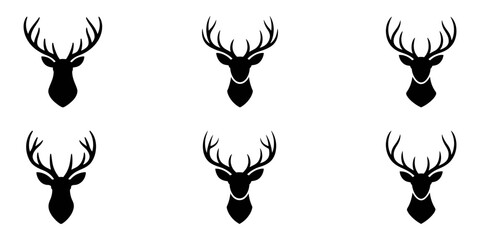 vector silhouette of a deer, Deer Head Silhouettes, Deer horns vector set, deer hat silhouette set, deer head icon set line art silhouette vector illustration, deer head silhouette set, Deer horns.