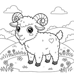 coloring gartoon cute animal by JN - goat