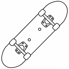 Vector outline illustration of a skateboard isolated on a transparent background