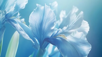 Closeup light blue iris flowers