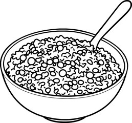 Bowl of Creamy Rice With Yellow Grains and Spoon