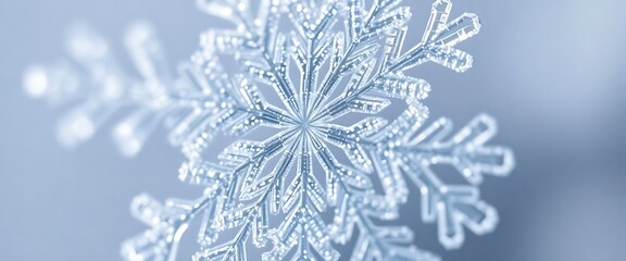 close up of a snowflake on a blue background