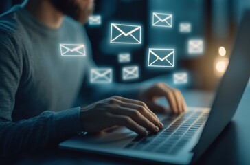 Professional at modern office desk creating automated email