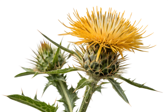 blessed thistle isolated on white background