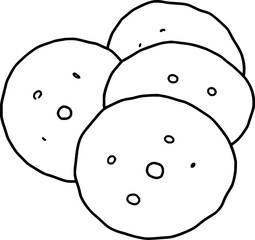Simple Line Drawing Of Four Round Cookies Stacked