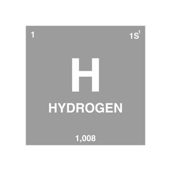 Hydrogen symbol vector on periodic table isolated on transparent background