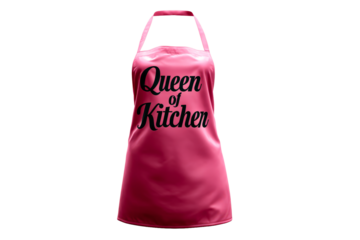 Pink apron with Queen of Kitchen print for cooking fans