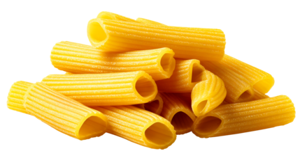 Discovering the beauty of rigatoni pasta on a transparent background