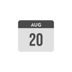 calender icon, 20 august icon with white background
