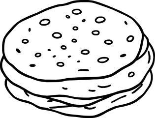 Simple Line Drawing Of A Delicious Double Pancake