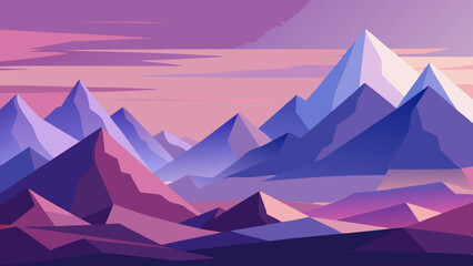 Abstract Purple and Blue Mountain Range at Sunset