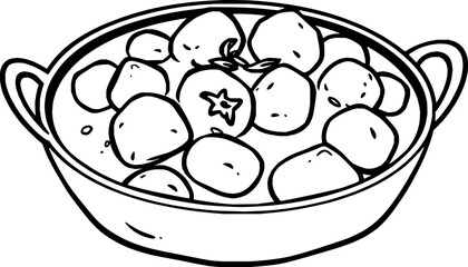 Delicious Meatball Stew in a Rustic Serving Bowl