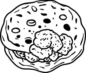 Hand-Drawn Illustration Of A Delicious Flatbread Sandwich