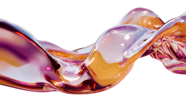 Colorful abstract liquid shape on a transparent background