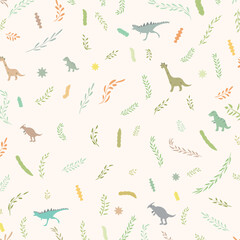 Seamless Dinosaur Textured Background Vector Design.