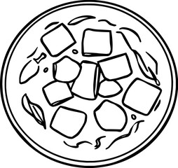 Overhead View of Refreshing Matcha Drink with Ice Cubes