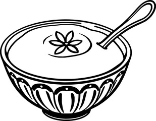 Creamy Yellow Dessert in Ornate Bowl with Spoon