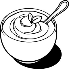 Creamy Yellow Dessert in Glass Bowl with Spoon