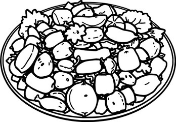 Colorful Vegetable And Fruit Salad On A Plate