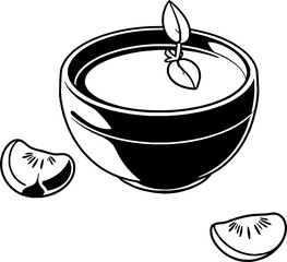 Bowl of Vibrant Tomato Soup with Basil Garnish