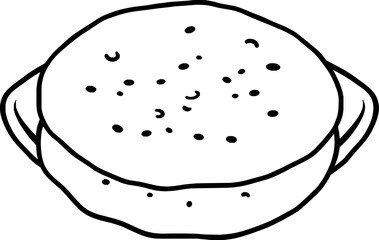 Simple Line Drawing Of A Round Flatbread Dish