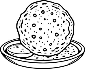 A Single Round Flatbread Served on a Plate