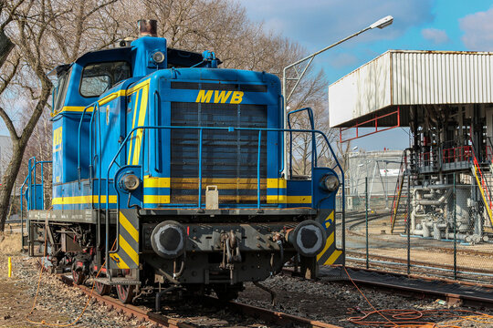 Hamburg, Germany - April 3, 2013: MWB Mittelweserbahn V662 switcher locomotive