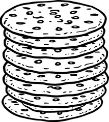 Stack of Round Cookies Simple Line Art Design