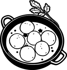 Creamy Potato Dumplings in a Black Pan with Parsley