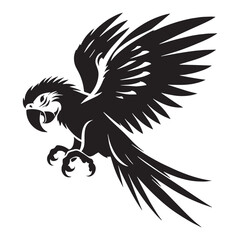 Tropical Forest Macaw silhouette – Macaw illustration – Minimalist Macaw vector – Bird silhouette

