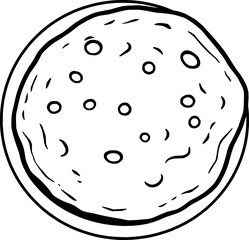 Overhead View Of A Simple Line Drawing Of A Round Flatbread