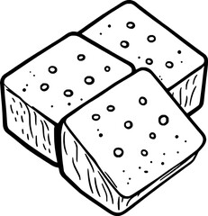 Three Cubes of Sweet Yellow Pastry Dessert