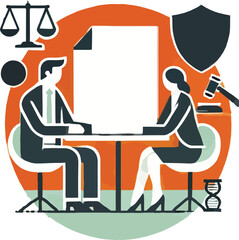 Legal professionals meeting discussing contract and justice in a business related context